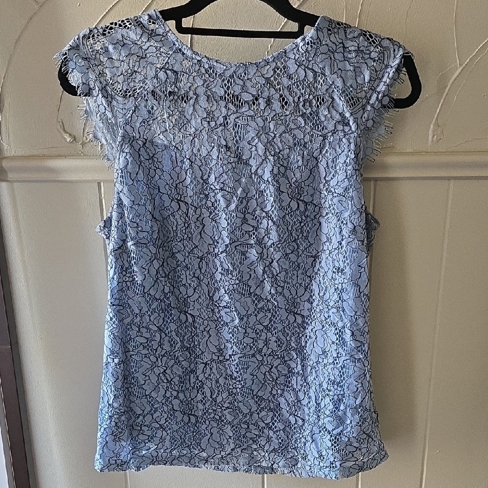 Elegant Blue Lace Women's Top